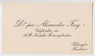 1938 Business Card Visitenkarte Käyntikortti Dr. Alexander Frey Finnland Senator