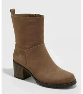 Women's Loretta Mid Height Fashion Boots Taupe Universal Thread Sz 9 Block Heel - Picture 1 of 8