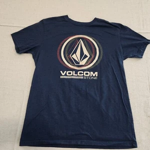 Volcom Shirt Mens Medium Blue Graphic Crew Neck Short Sleeve Stretch Pullover - Picture 1 of 11