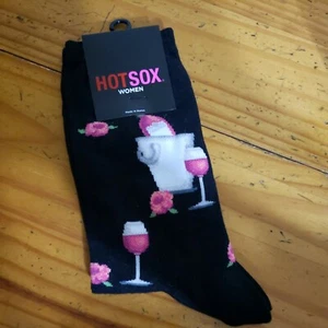 NEW HotSox Black Rose Wine Socks Shoe Size 4-10.5 (1 Pair) - Picture 1 of 4