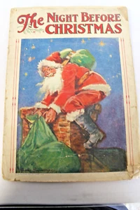 1920's THE NIGHT BEFORE CHRISTMAS LARGE Illustrated Book NO. 615 Saalfield Pub - Imagen 1 de 7