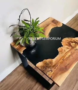 Black Epoxy Table, Epoxy Coffee Table Resin Table, River Table Bar Console Table - Picture 1 of 3