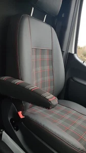 Fundas de asiento a medida imitación cuero Jacquard J7 rojo para Mercedes eSprinter W907 W910 - Imagen 1 de 9