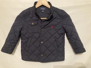 Polo Ralph Lauren Quilted Jacket Boys 4T Navy Snap Button Barn Coat Outdoor - Picture 1 of 5