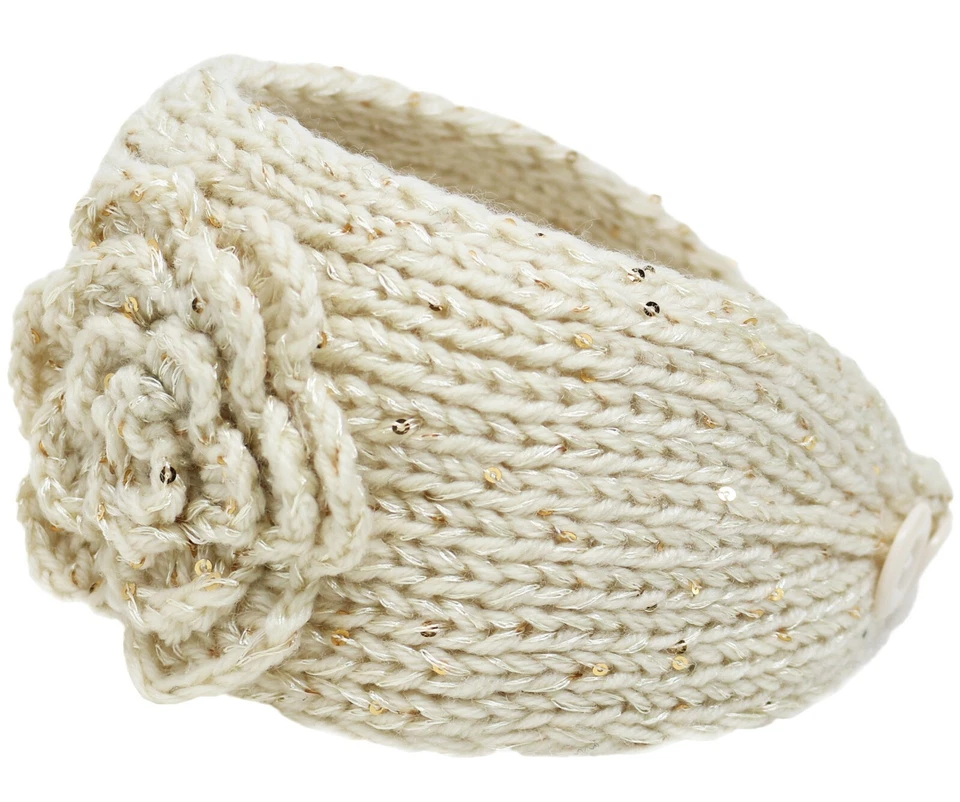 Diadema de invierno brillante tejida para mujer calentador de orejas ganchillo envoltura para la cabeza Foto 1 de 1