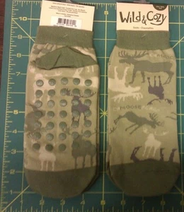 New Wild & Cozy Moose Socks - adult sizes 9-11 - non slip dots CAMOOSEFLAGE - Picture 1 of 1