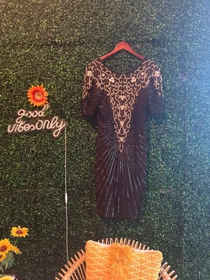 Scala Milan Paris Designer Beaded Sequined Silk Party Size M - Image 1 of 4