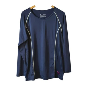 Puma Men’s Activewear T-Shirt Long Sleeve Blue Large Gym Workout Performance  - Picture 1 of 5