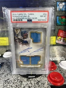 2018 Topps Triple Threads Ronald Acuna Jr. RC Auto Jersey Silver /75 PSA 8 NM-MT - Bild 1 von 10