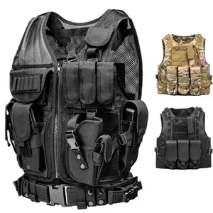 Tactical Military Molle Vest for Airsoft Hunting Combat Assault Plate-Carrier - Picture 1 of 26