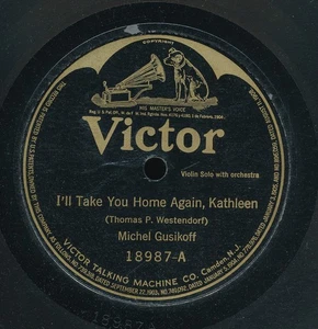 78tk-classical Violin-VICTOR 18987-Michel Gusikoff-(I'll take you home again - Picture 1 of 2