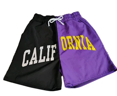 Bañador corto Romwe California para hombre púrpura amarillo talla S Foto 1 de 4