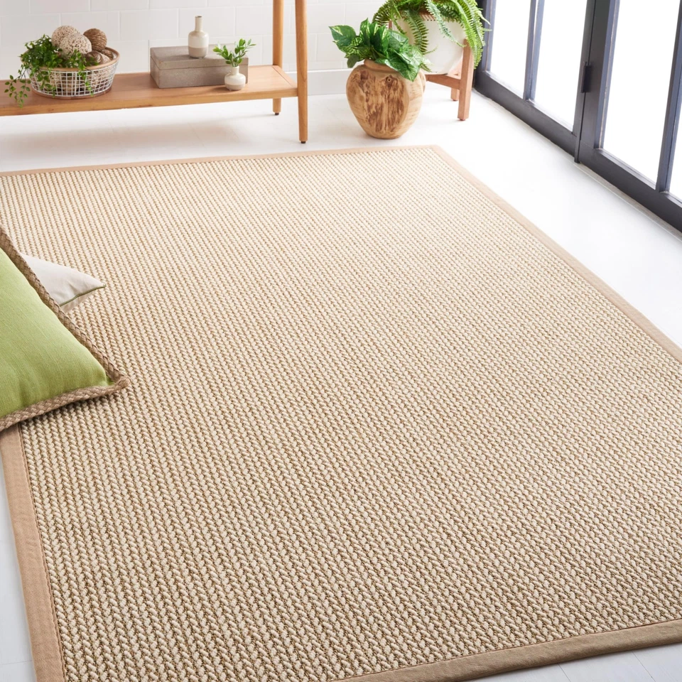 Area Rug 6' Square - Natural Fiber Collection - Beige, Sisal & Wool, Woven De... - Image 1 of 4