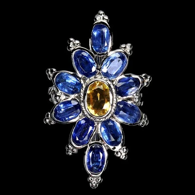 925 Sterling Silver Ring Oval Citrine Kyanite Natural Gemstone Jewelry Size 9 - Image 1 of 4