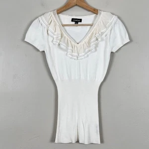 Top Bebe de Colección S Y2K Ajustado Coqueta Preppy Femenino Volantes Acanalado Cuello en V - Imagen 1 de 9