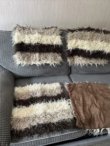 Furry Cushion Covers Faux Fur Set Of Four 18x18 - Picture 1 of 5