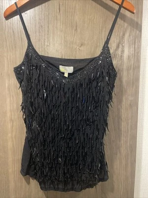 NUEVO CON ETIQUETAS CHIC Linea Domani Adornado Negro Cami Elegante Top XL Foto 1 de 4