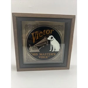 RCA VINTAGE VICTOR “HIS MASTERS VOICE" DOG & VICTROLA ADVERTISING GLASS RARE!! - Picture 1 of 14