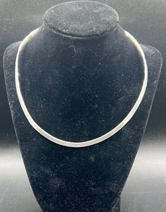 VTG 28g Mexico 925 Sterling Silver Flat Collar Torque Choker Necklace Modernist - Picture 1 of 8