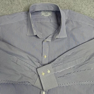 Charles Tyrwhitt Dress Shirt Mens 19/37 Purple Pin Stripe Button Up Long Sleeve - Picture 1 of 8