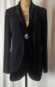 Cardigan giacca smoking nero Chicos Travelers velluto taglia 0 piccolo bottone gioiello nuovo con etichette - Foto 1 di 8