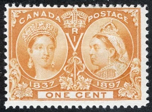 Canada Sc 51 Orange 1¢ 1897 p.12 Hinged Original Gum - Picture 1 of 1