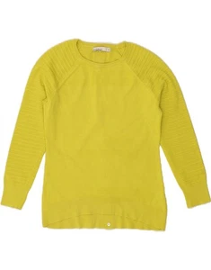 KAREN MILLEN Womens 3/4 Sleeve Crew Neck Jumper Sweater US 2 XS Yellow AY08 - Picture 1 of 3