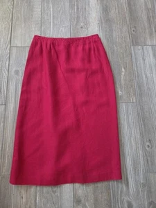 Falda midi lápiz 100 % lino rojo cereza Max Mara mide 25 cintura. Bolsillos traseros - Imagen 1 de 6