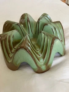 Frankoma Vintage pottery. Ceramic pot warmer, green & brown glaze original - Picture 1 of 5