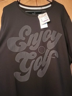 Puma Golf Shirt Tee T-Shirt Cloudspun Enjoy Golf Print XXL Black NWT MSRP $45 - Image 1 of 4