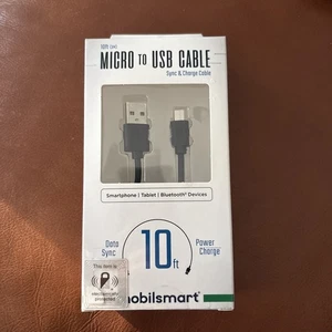 Micro to USB Cable 10 ft Mobilsmart Sync and Charge - Picture 1 of 4