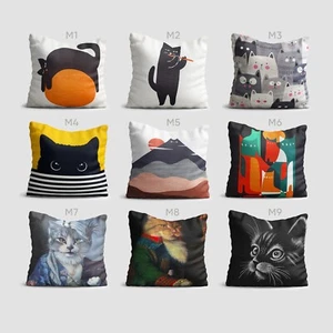 Cat Cushion Covers with Soft Velvet Fabric, Double Sided Printing, Multi Sizes - Picture 1 of 62