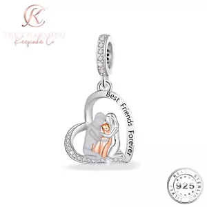 Familie & Hund Charm Original 925 Sterlingsilber Roségold - Beste Freunde für immer - Bild 1 von 4