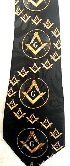 Ties 男式共济会,梅森标志,符号,小屋,设计常规尺寸领带。 — 第 1/1 张图片
