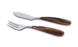 SALADINI posto tavola: forchetta + coltello pesce in corno di bue bufalo o olivo - Imagen 1 de 3