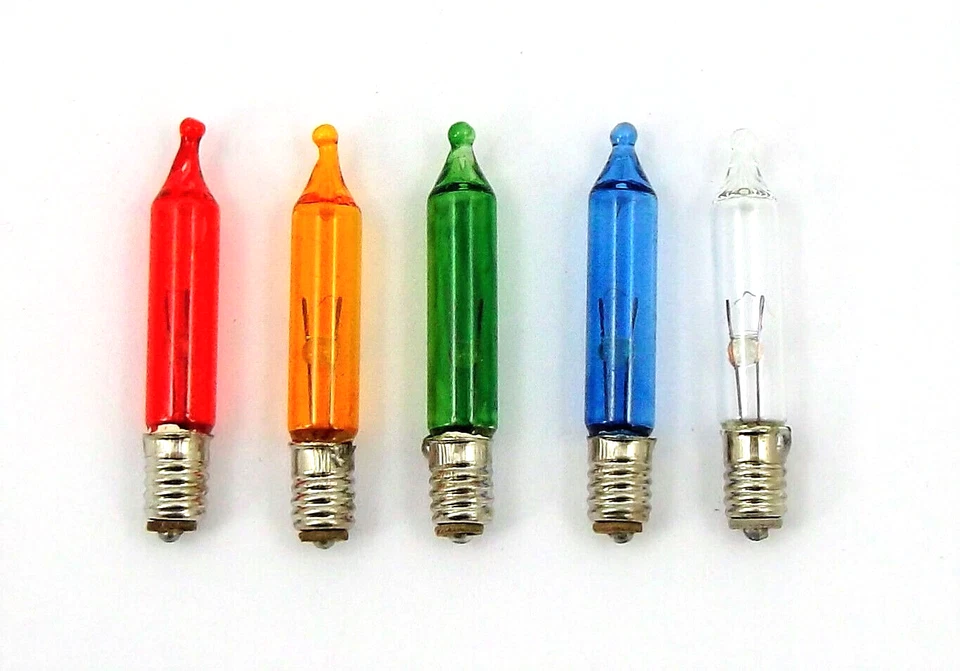 12v 1.1W E5 LES Lilliput 5 Pack Multi Colour Replacement Christmas Light Bulbs - Image 1 of 1