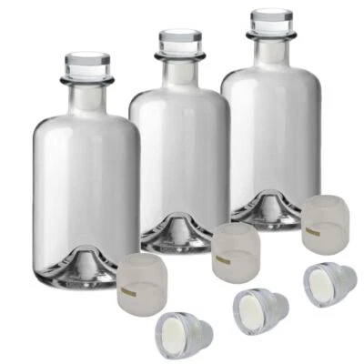GENIESS-BAR! 3x Apothekerflaschen Set leer 1L transparent Korken & Kapseln - selbst Befüllen