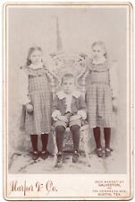C. 1890s CABINET CARD HARPER & CO. SIBLINGS TWO GIRLS AND A BOY GALVESTON TEXAS
