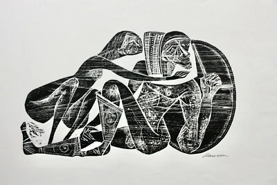 Karl-Heinz Hansen Bahia (1915-1978) sign. Holzschnitt "Odysseus und Circe" 1960 - Bild 1 von 4