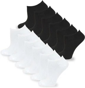 teehee socks School Socks for Junior Teens Lowcut Ankle Socks 12 Pairs (White-Bl - Picture 1 of 7