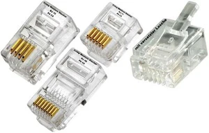 Westernstecker RJ10 RJ11 RJ12 RJ45 f. Rundkabel Flachkabel versetzte Lasche tran - Bild 1 von 6