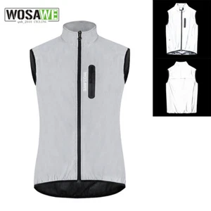 WOSAWE Men's Full Reflective Cycling Jacket Sleeveless Windproof MTB Bike Vest - Picture 1 of 9