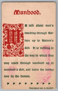Manhood c1907 D. Hillson Cartolina - Foto 1 di 2