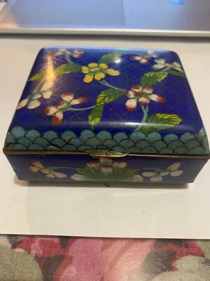 Preciosa caja baratija cloisonne china antigua - gran calidad y detalles azul Foto 1 de 3