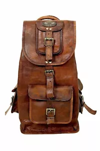 21" Large Genuine Leather Back Pack Rucksack Travel Bag For Men's and Women's. - Picture 1 of 7