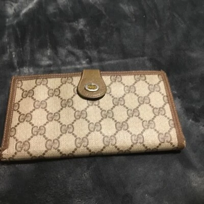 Auténtica Cartera Diseñador Monograma Gucci Hecha en Italia Años 80 90 Vintage Foto 1 de 4