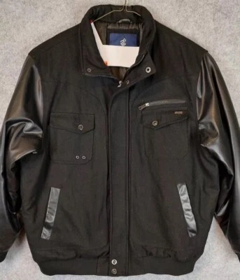 Rocawear Bomber Jacket Mens Coat Sz 4XL Full Zip Wool Blend Faux Leather Sleeve - Image 1 of 4