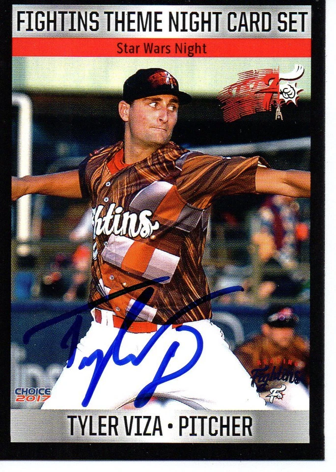 Tyler Viza 2017 Reading Fightins Theme Night Signed Card - Image 1 of 1