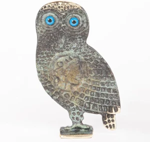 Ancient Greek Bronze Museum Statue Replica of Owl on a Podium 1510 - Picture 1 of 2