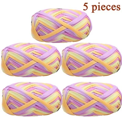 5 Pack Chunky Yarn Blend DIY Craft Ribbon Yarn for Knitting Crochet Hats Scarves - Image 1 of 4